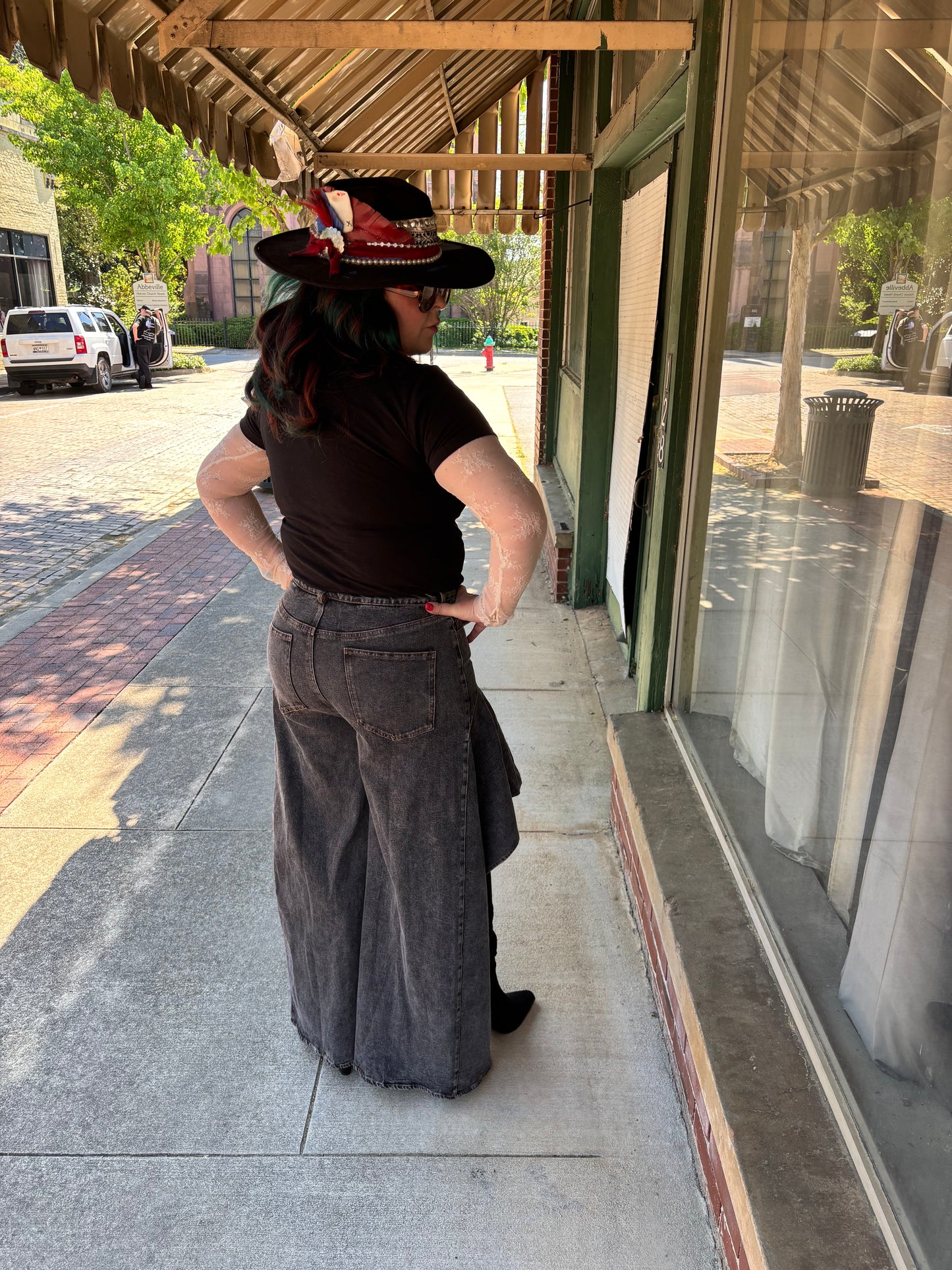 Ruffle Denim Maxi Jeans