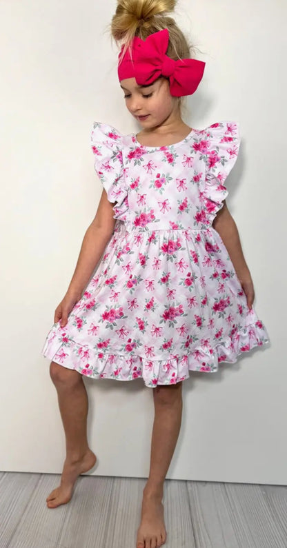 Girls Dress- Floral Pink