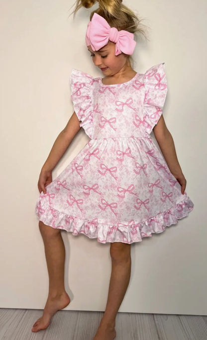 Girls Dress- Pink Bows