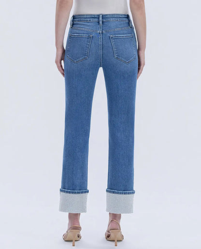 Vervet Rhinestone Crop Cuff Jeans (T7004)