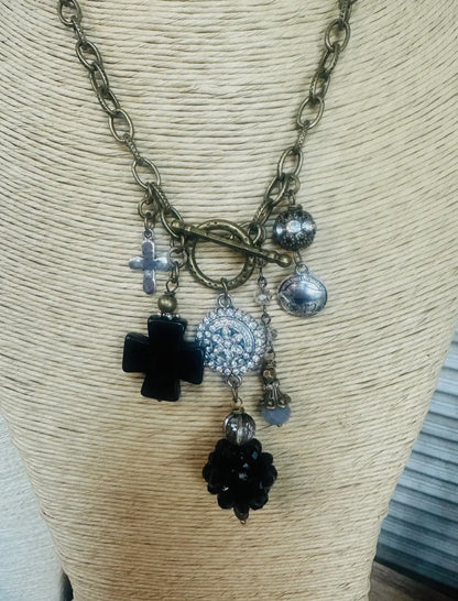 Scooples- Gypsy Black Rhinestone Necklace (#18)