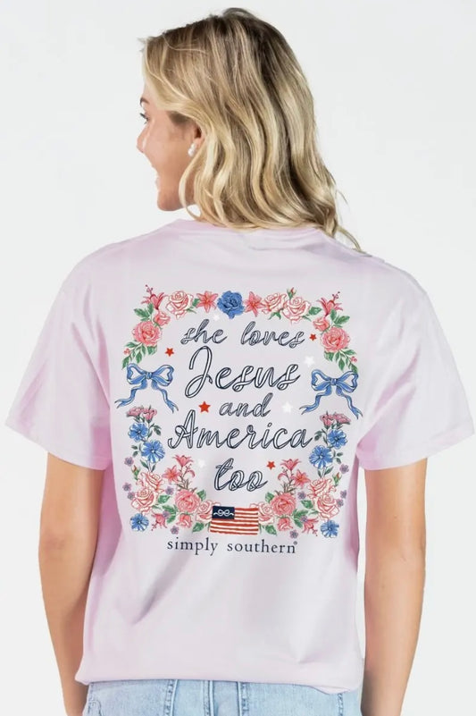 SS Women’s Tshirt- Jesus and America
