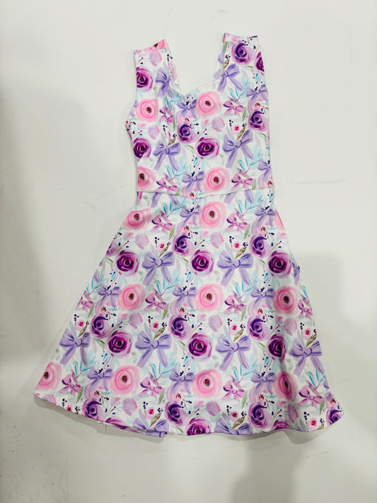 Girls Dress-Lavender Floral with Skort