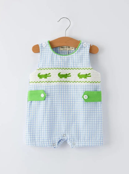 Boys Romper - Embroidered Crocodile
