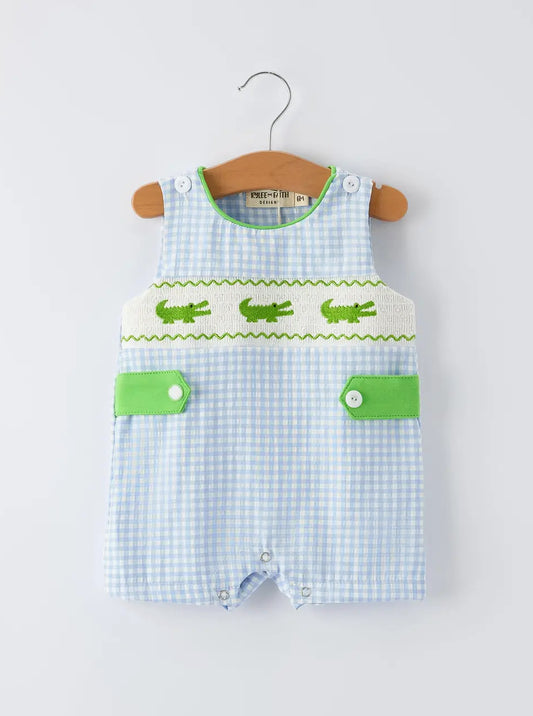Boys Romper - Embroidered Crocodile