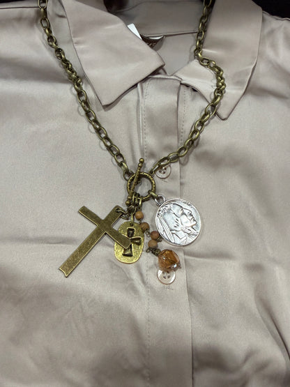 Scooples- Cross Charm Toggle Necklace (#2)