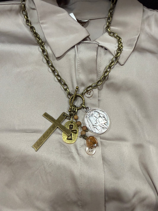 Scooples- Cross Charm Toggle Necklace (#2)