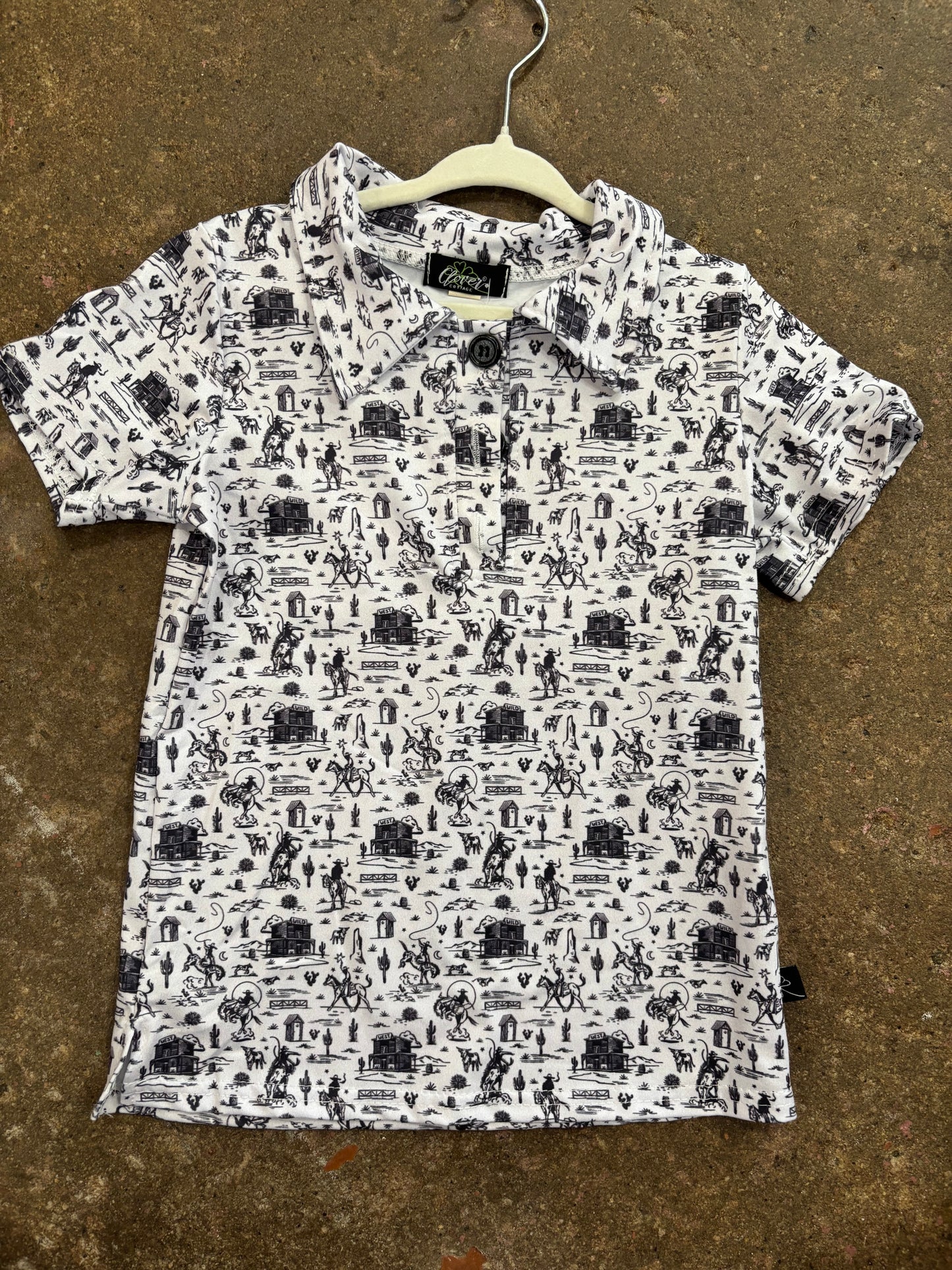Boys Shirt- Black and White Western