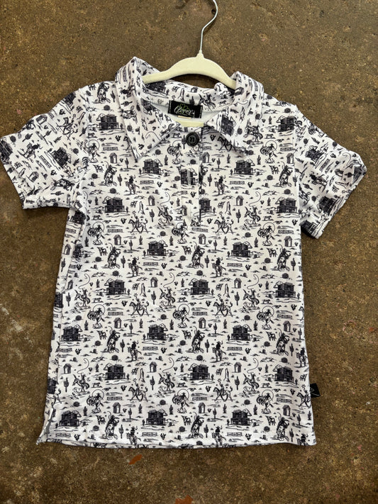 Boys Shirt- Black and White Western