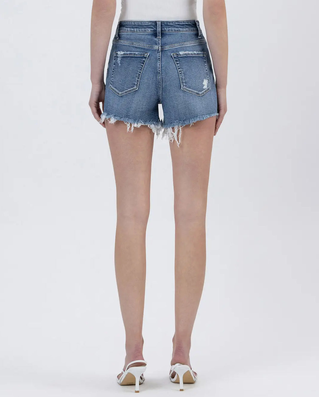 Vervet Rebecca Frayed Denim Shorts (T6445)