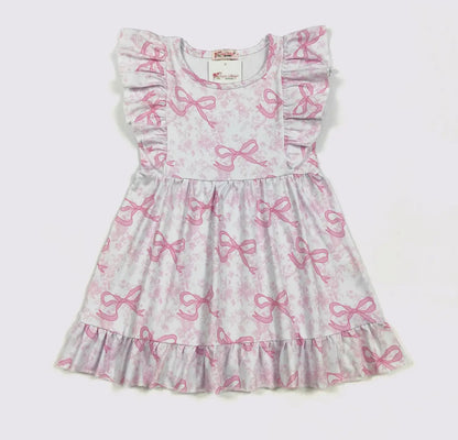 Girls Dress- Pink Bows