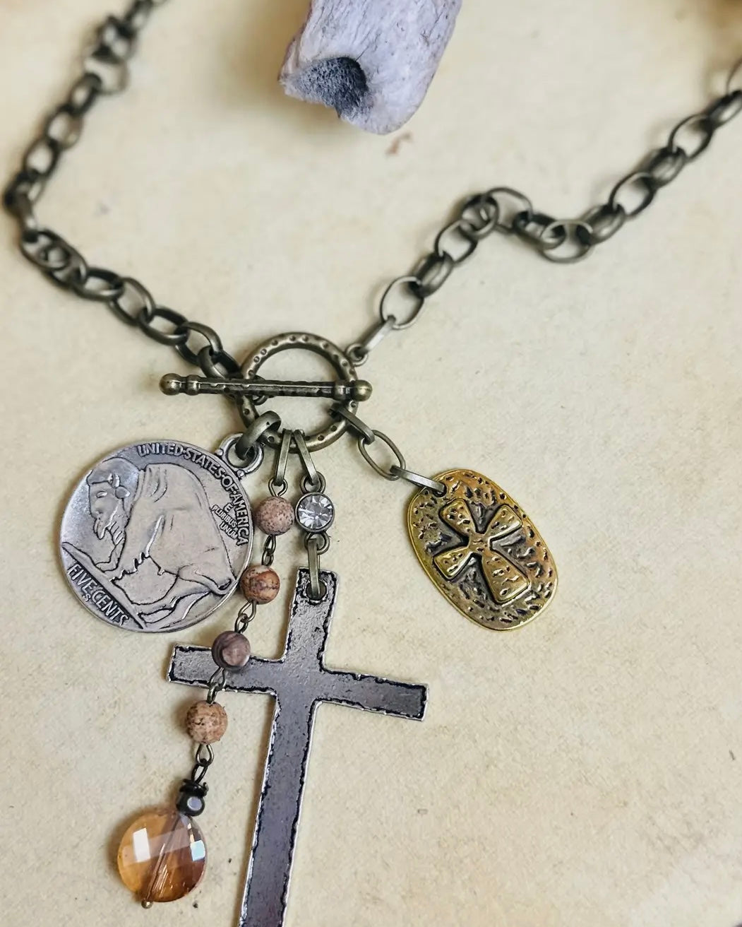Scooples- Cross Charm Toggle Necklace (#2)
